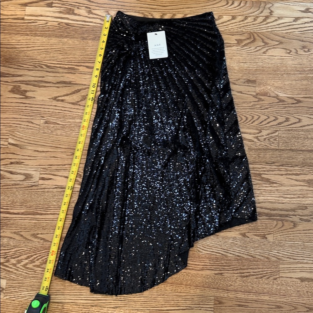 A.L.C. Tori asymmetric pleated sequined tulle midi skirt sz 2 NWT - Picture 12 of 13